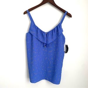I LOVE RONSON New $30 Womens Small Purple Lined Ruffled Spaghetti Strap Tank W6